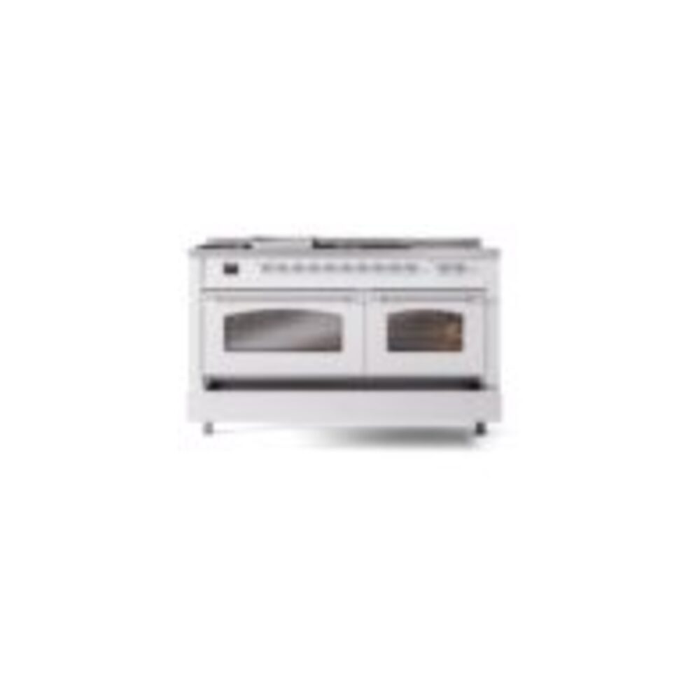 ILVE UP60FSNMPWHC Nostalgie II 60" Dual Fuel Range, drawer opened