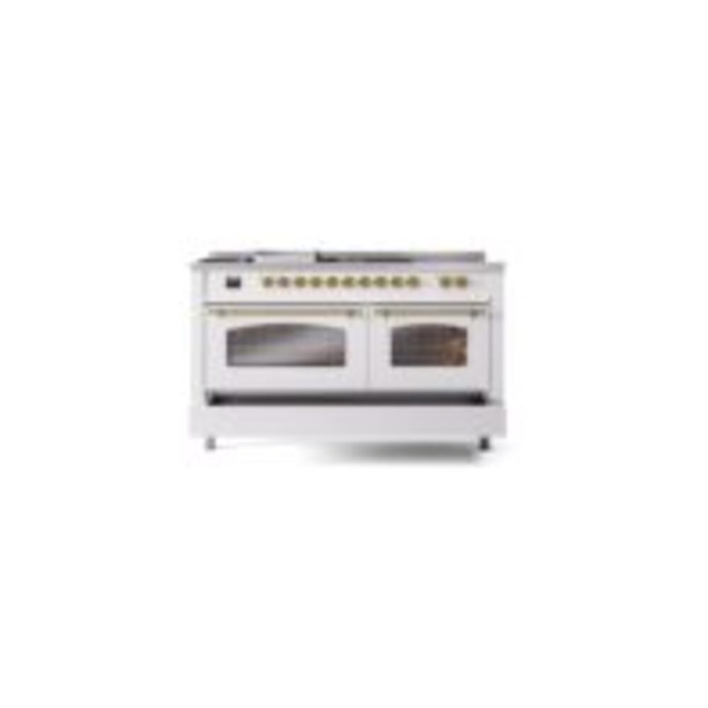 ILVE UP60FSNMPWHGLP Nostalgie II 60" Dual Fuel Range, drawer opened