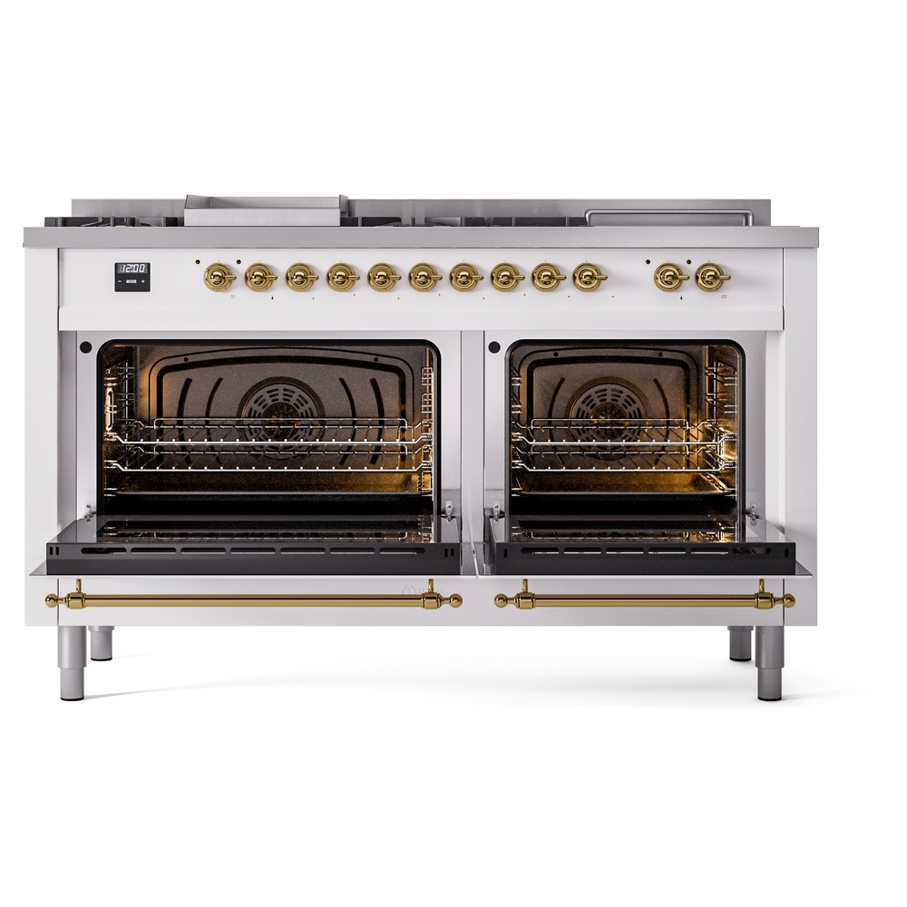 ILVE UP60FSNMPWHG Nostalgie II 60" Dual Fuel Range, oven doors opened
