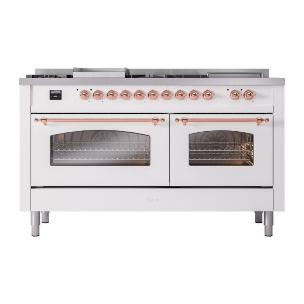 ILVE UP60FSNMPWHPLP Nostalgie II 60" Dual Fuel Range, front view