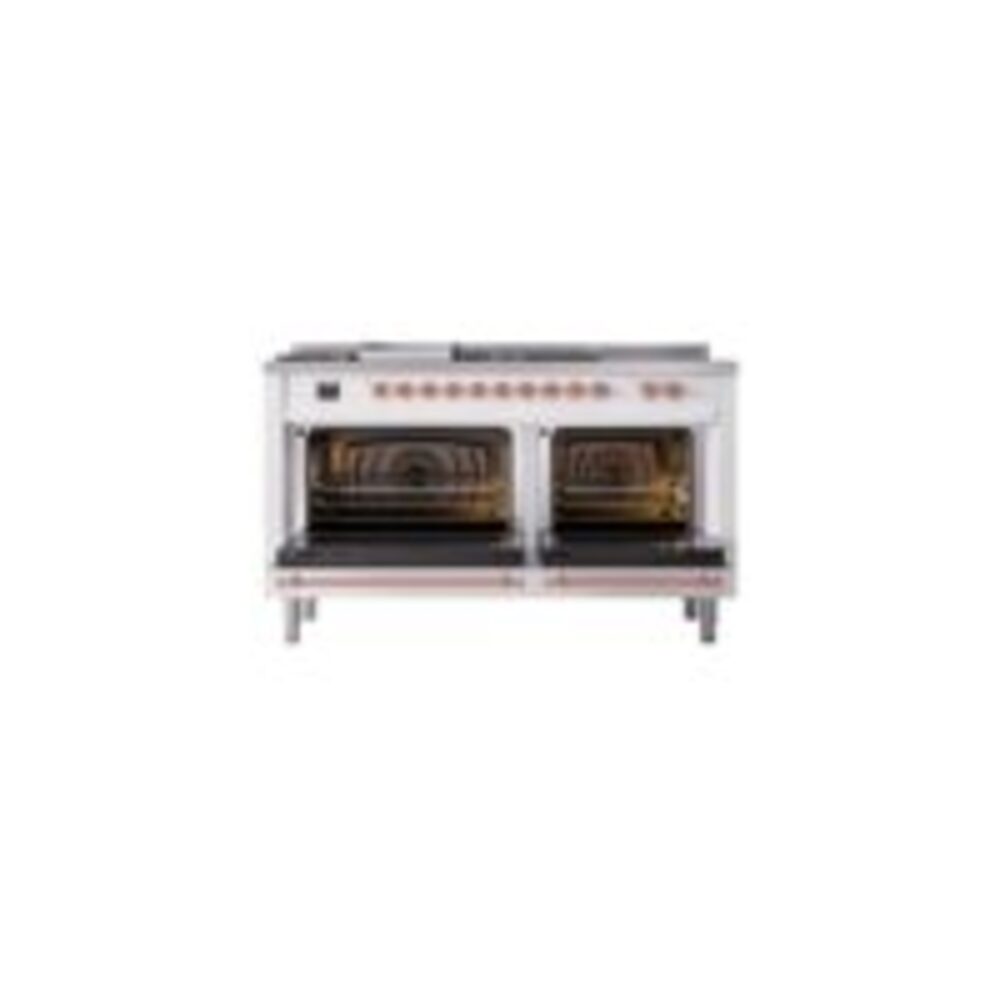 ILVE UP60FSNMPWHPLP Nostalgie II 60" Dual Fuel Range, oven doors opened