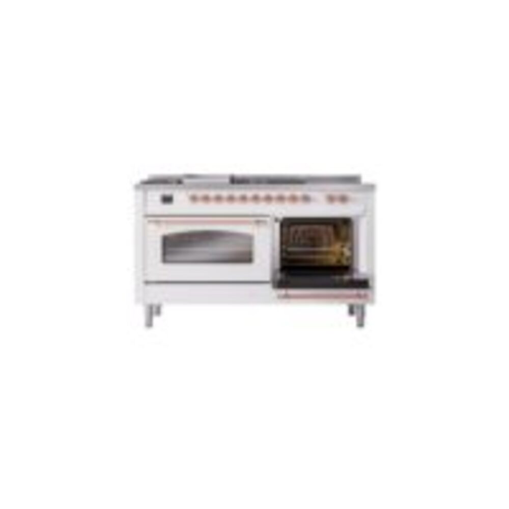 ILVE UP60FSNMPWHPLP Nostalgie II 60" Dual Fuel Range, side oven door opened