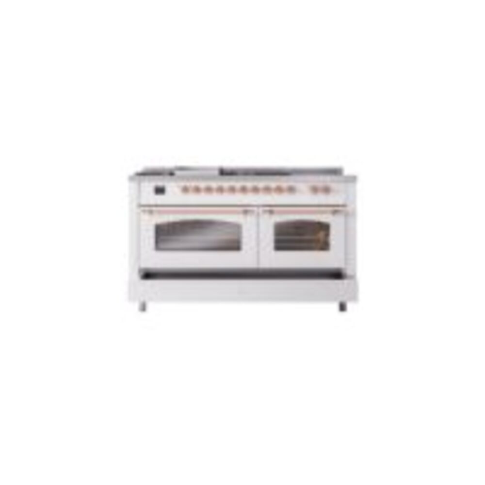 ILVE UP60FSNMPWHPLP Nostalgie II 60" Dual Fuel Range, drawer opened