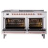 ILVE UP60FSNMPWHP Nostalgie II 60" Dual Fuel Range, oven doors opened