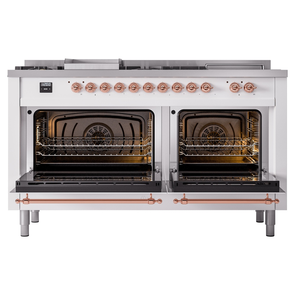 ILVE UP60FSNMPWHP Nostalgie II 60" Dual Fuel Range, oven doors opened