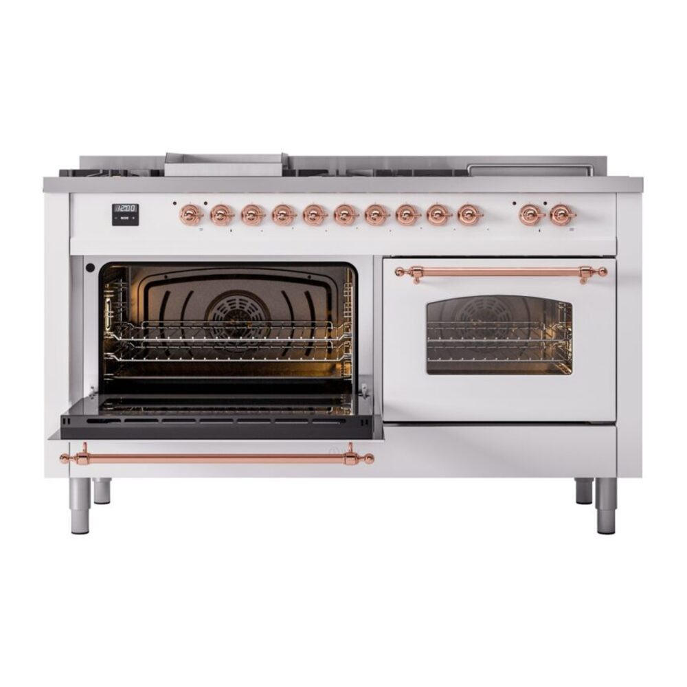 ILVE UP60FSNMPWHP Nostalgie II 60" Dual Fuel Range, main oven door opened