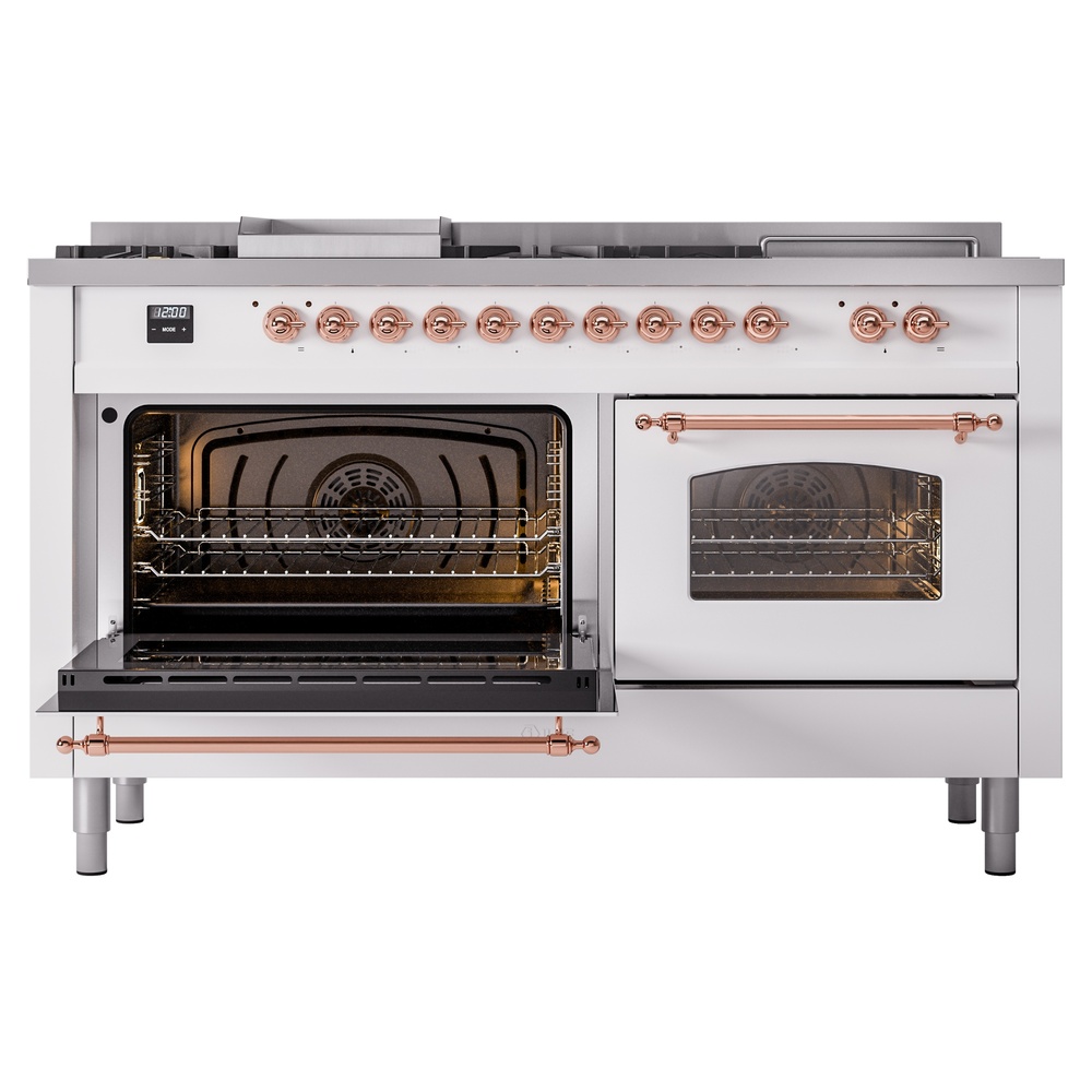 ILVE UP60FSNMPWHP Nostalgie II 60" Dual Fuel Range, main oven door opened
