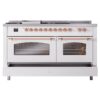 ILVE UP60FSNMPWHP Nostalgie II 60" Dual Fuel Range, drawer opened