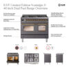 ILVE UPD406NMP Nostalgie II 40 inch Dual Fuel Range with 6 Total Black Brass Burners, Brass Trim (Limited Edition)