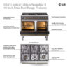 ILVE UPD406NMP Nostalgie II 40 inch Dual Fuel Range with 6 Total Black Brass Burners, Brass Trim (Limited Edition)