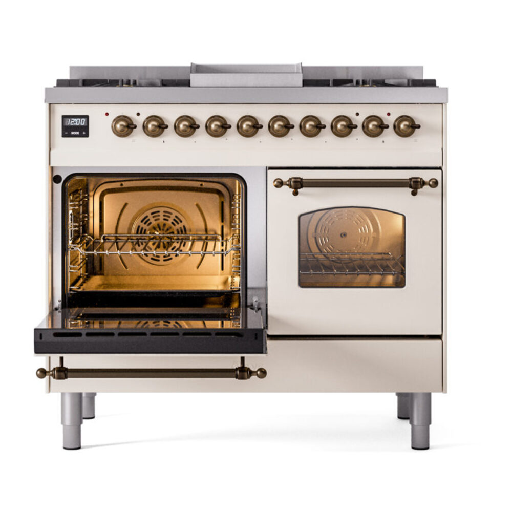 ILVE UPD40FNMPAWBLP Nostalgie II 40" Dual Fuel Range, main oven door opened