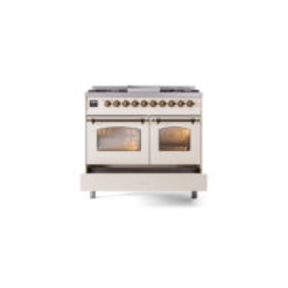 ILVE UPD40FNMPAWB Nostalgie II 40" Dual Fuel Range, drawer opened