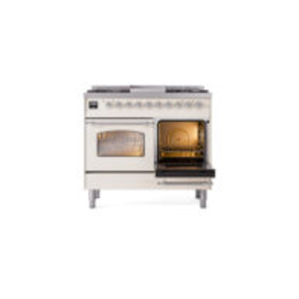 ILVE UPD40FNMPAWCLP Nostalgie II 40" Dual Fuel Range, side oven door opened