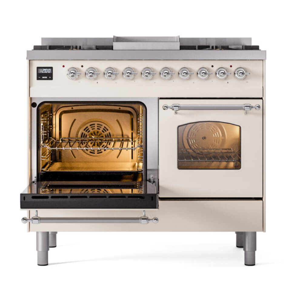 ILVE UPD40FNMPAWC Nostalgie II 40" Dual Fuel Range, main oven door opened