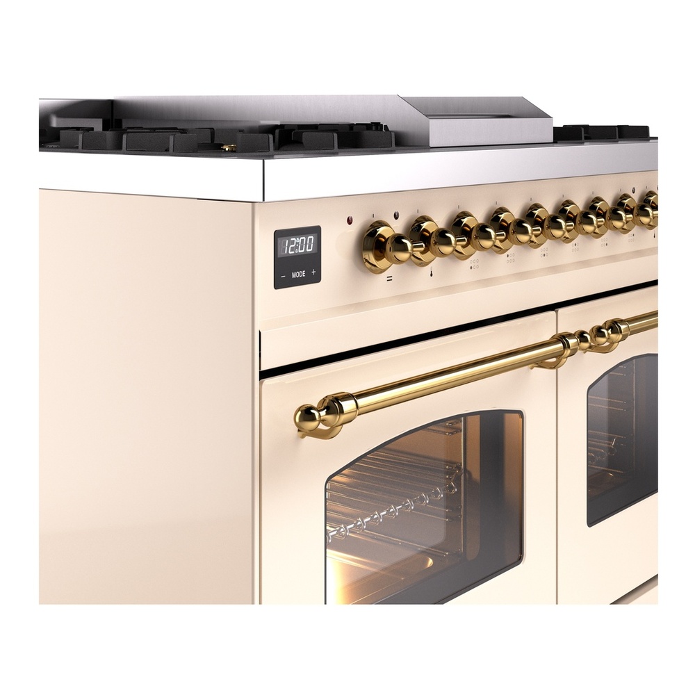 ILVE UPD40FNMPAWG Nostalgie II 40 inch Dual Fuel Range with Double Ovens, 6 Burners and Griddle (Natural Gas, Triple Glass Door, Antique White, Brass) 10 ILVE UPD40FNMPAWG Nostalgie II 40" Dual Fuel Range, details