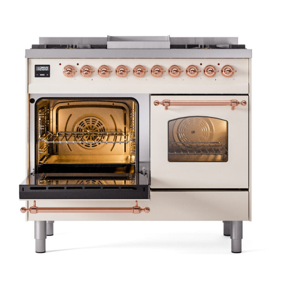 ILVE UPD40FNMPAWPLP Nostalgie II 40" Dual Fuel Range, main oven door opened