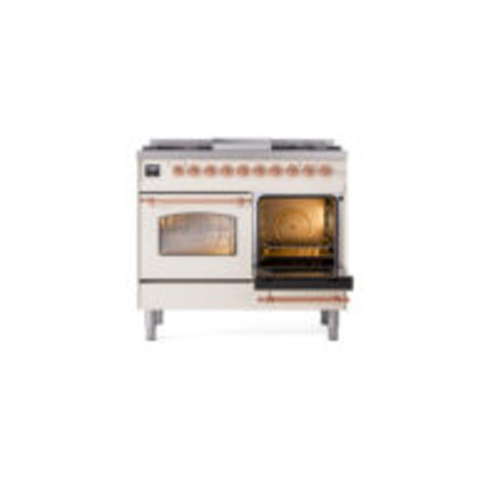 ILVE UPD40FNMPAWPLP Nostalgie II 40" Dual Fuel Range, side oven door opened