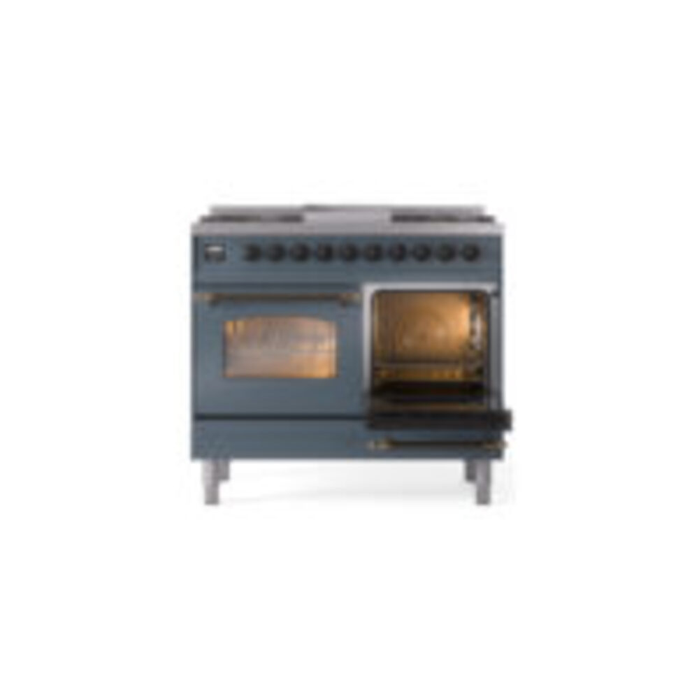 ILVE UPD40FNMPBGB Nostalgie II 40" Dual Fuel Range, side oven door opened