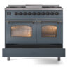 ILVE UPD40FNMPBGB Nostalgie II 40" Dual Fuel Range, drawer opened