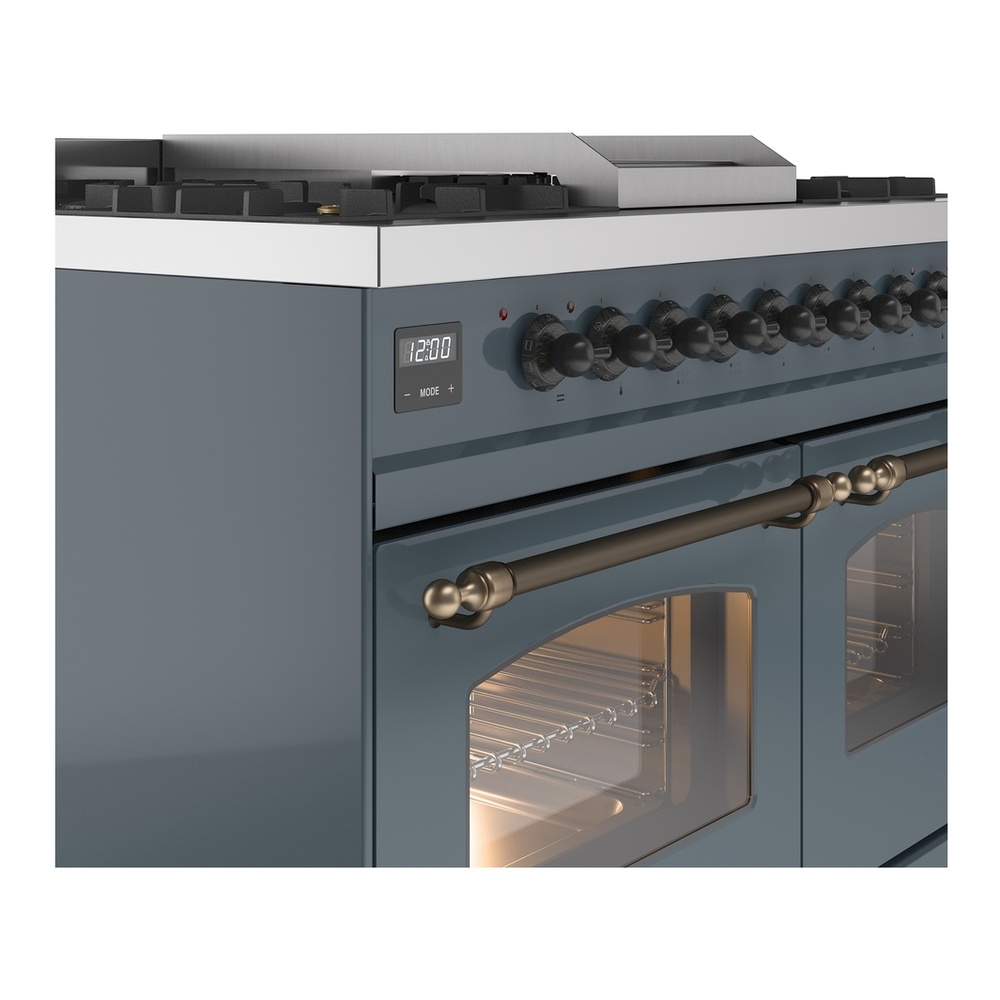 ILVE UPD40FNMPBGB Nostalgie II 40 inch Dual Fuel Range with Double Ovens, 6 Burners and Griddle (Natural Gas, Triple Glass Door, Blue Grey, Burnished) 10 ILVE UPD40FNMPBGB Nostalgie II 40" Dual Fuel Range, details