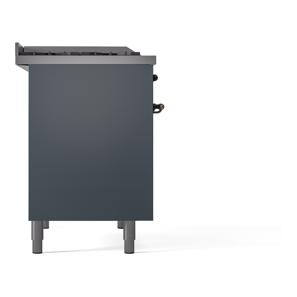 ILVE UPD40FNMPBGB Nostalgie II 40 inch Dual Fuel Range with Double Ovens, 6 Burners and Griddle (Natural Gas, Triple Glass Door, Blue Grey, Burnished) 12 ILVE UPD40FNMPBGB Nostalgie II 40" Dual Fuel Range, left side view