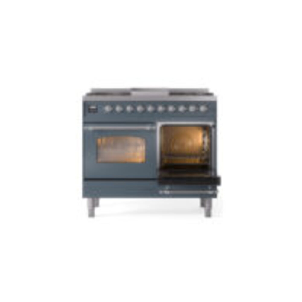 ILVE UPD40FNMPBGCLP Nostalgie II 40" Dual Fuel Range, side oven door opened