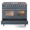 ILVE UPD40FNMPBGCLP Nostalgie II 40" Dual Fuel Range, drawer opened