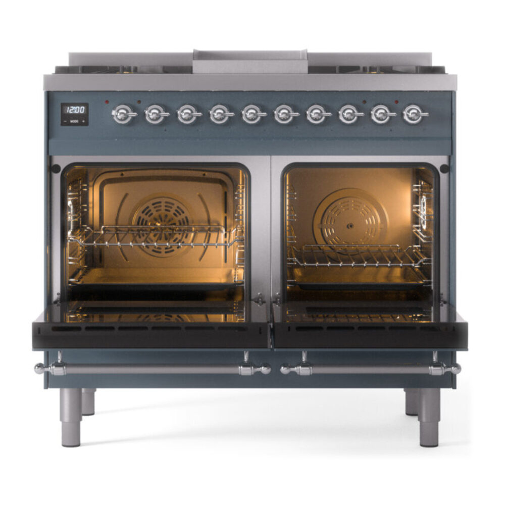 ILVE UPD40FNMPBGC Nostalgie II 40" Dual Fuel Range, oven doors opened