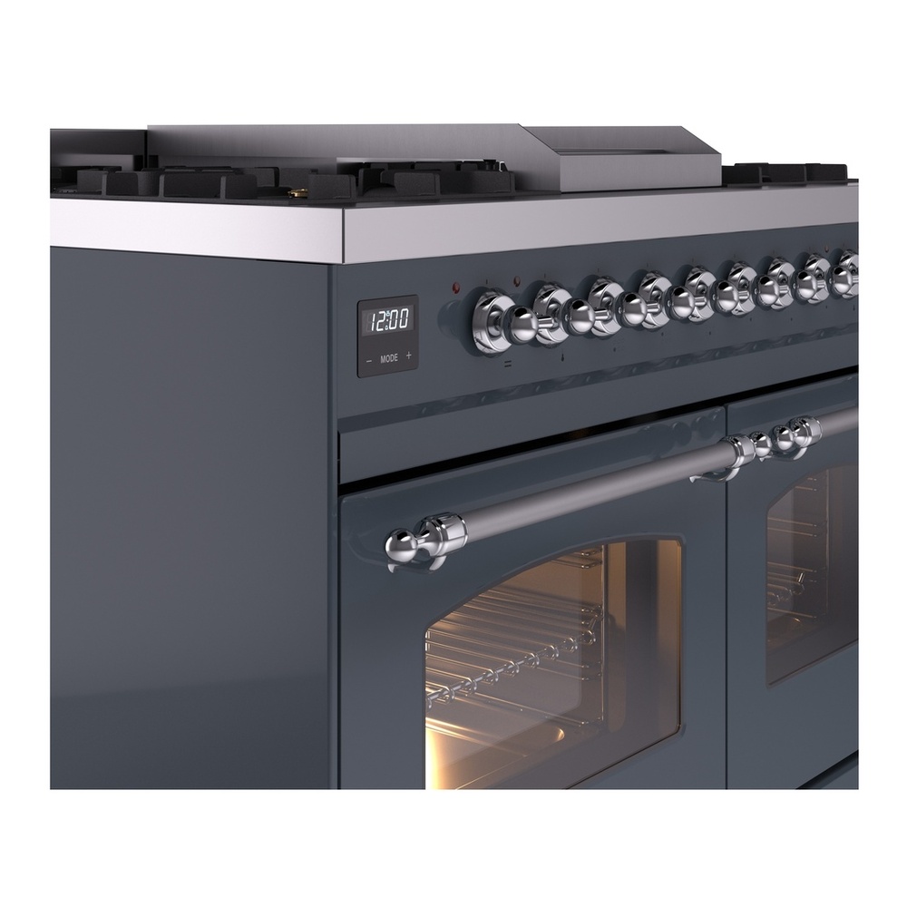 ILVE UPD40FNMPBGC Nostalgie II 40 inch Dual Fuel Range with Double Ovens, 6 Burners and Griddle (Natural Gas, Triple Glass Door, Blue Grey, Chrome) 10 ILVE UPD40FNMPBGC Nostalgie II 40" Dual Fuel Range, details