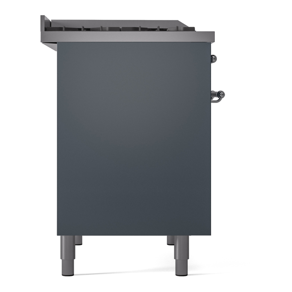 ILVE UPD40FNMPBGC Nostalgie II 40 inch Dual Fuel Range with Double Ovens, 6 Burners and Griddle (Natural Gas, Triple Glass Door, Blue Grey, Chrome) 12 ILVE UPD40FNMPBGC Nostalgie II 40" Dual Fuel Range, left side view