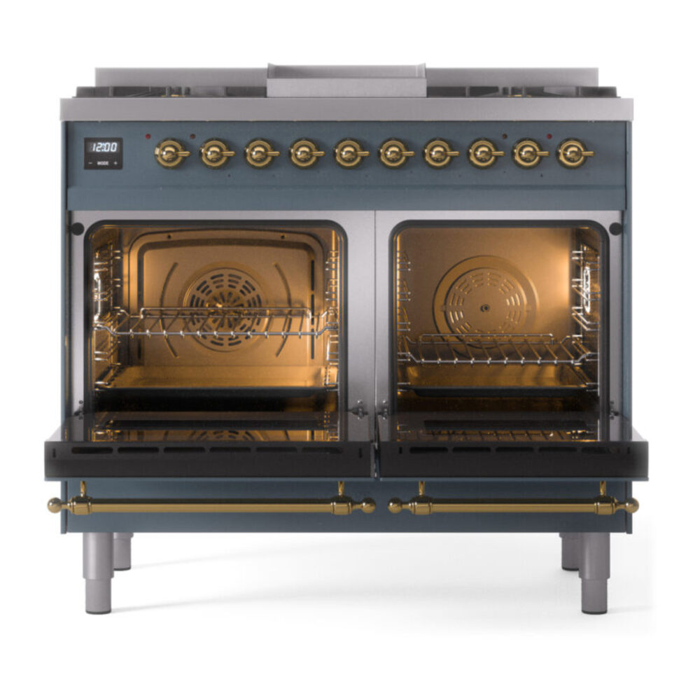 ILVE UPD40FNMPBGGLP Nostalgie II 40" Dual Fuel Range, oven doors opened