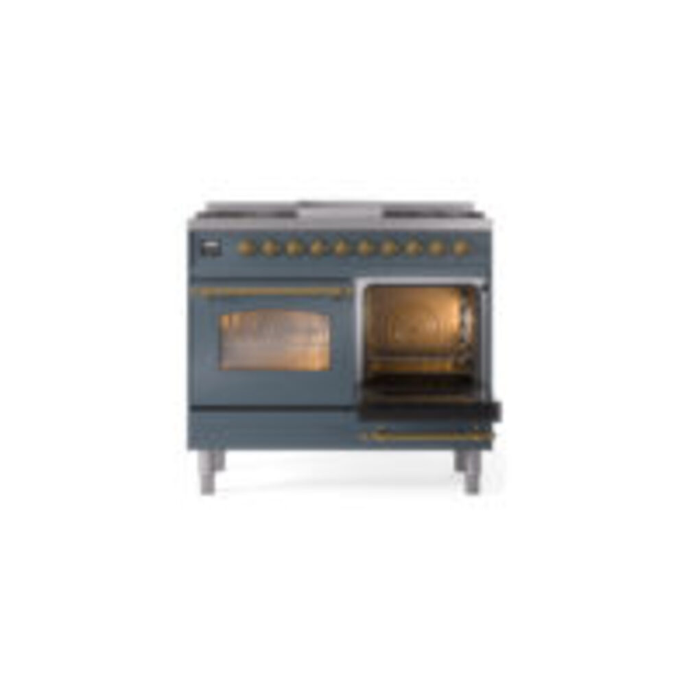 ILVE UPD40FNMPBGGLP Nostalgie II 40" Dual Fuel Range, side oven door opened