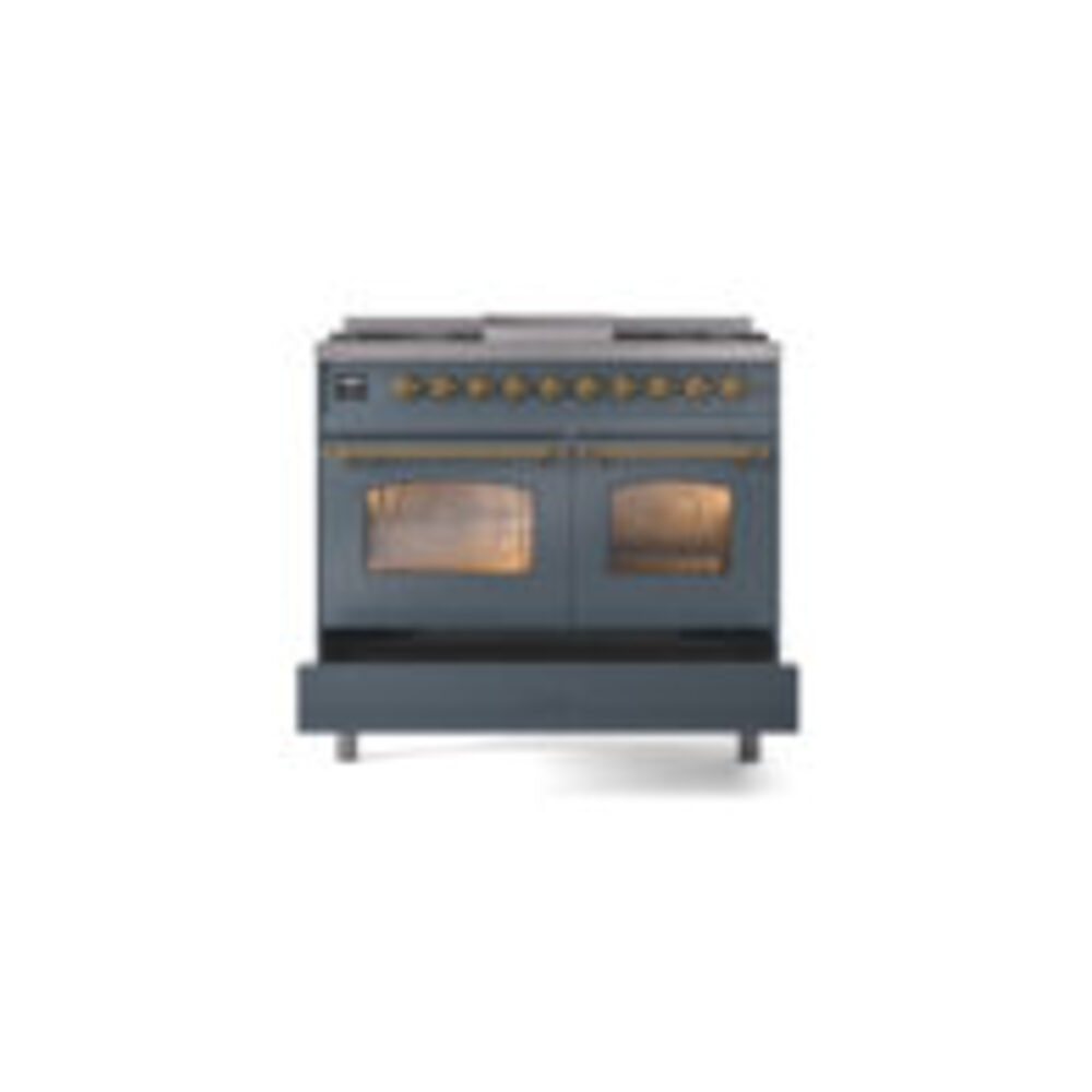 ILVE UPD40FNMPBGGLP Nostalgie II 40" Dual Fuel Range, drawer opened