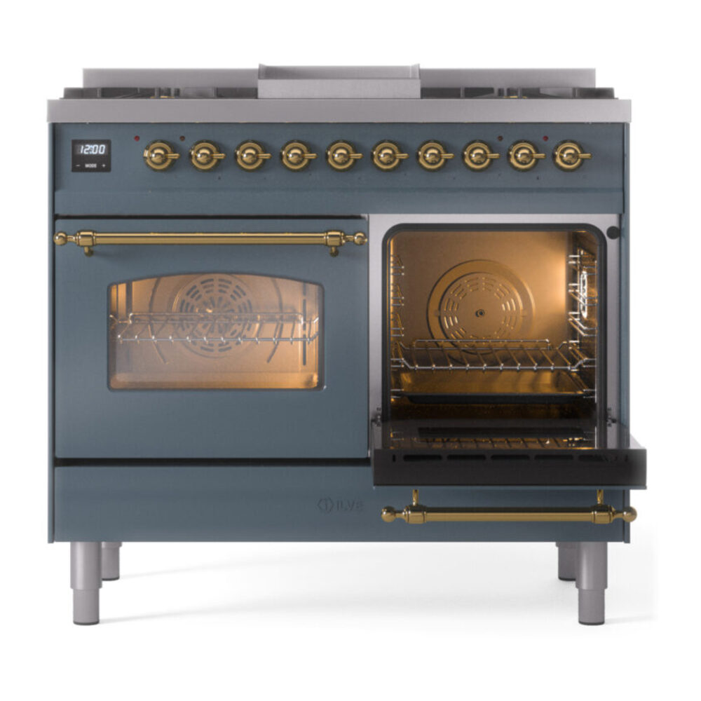 ILVE UPD40FNMPBGG Nostalgie II 40" Dual Fuel Range, side oven door opened