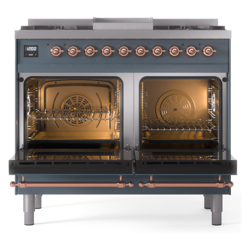 ILVE UPD40FNMPBGPLP Nostalgie II 40" Dual Fuel Range, oven doors opened