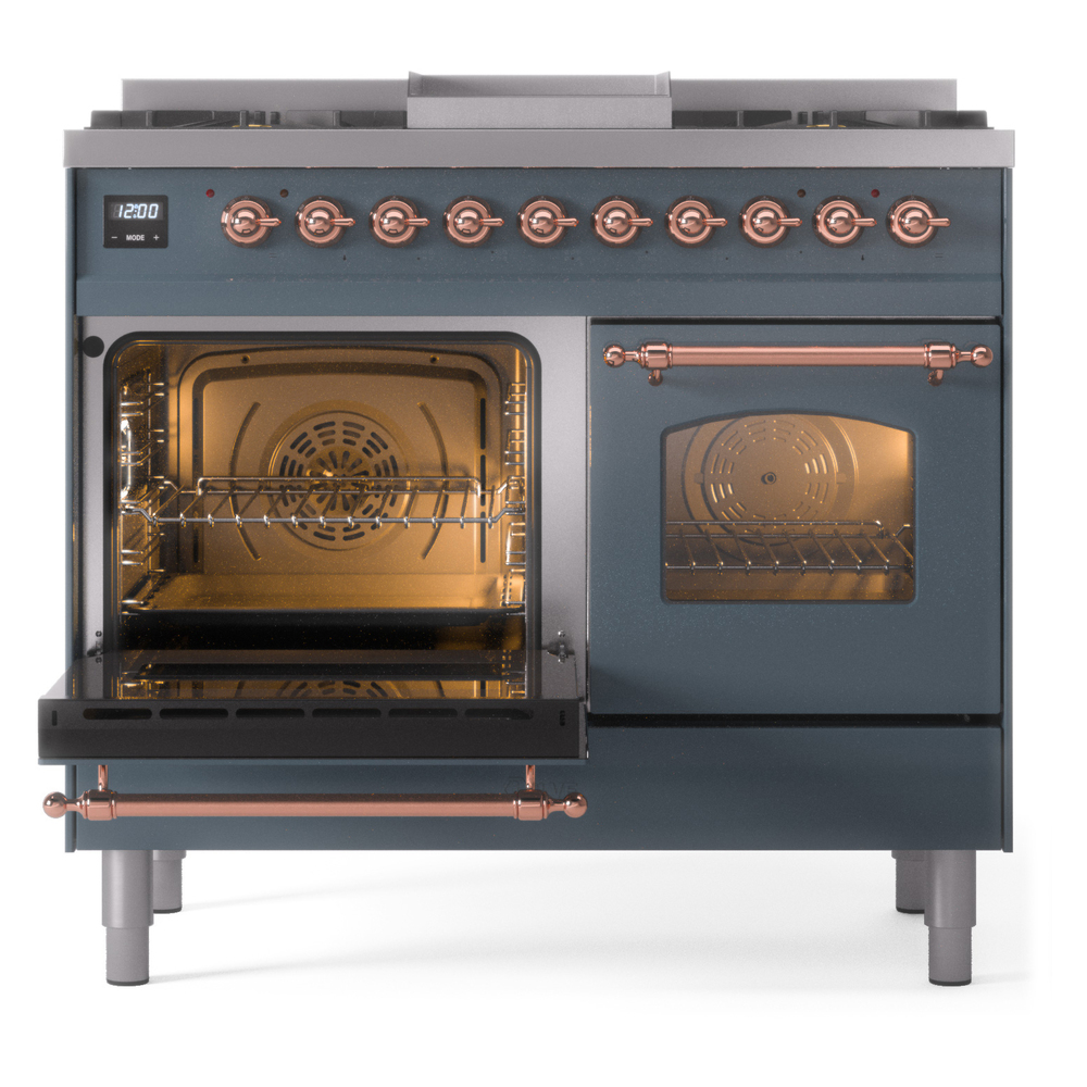 ILVE UPD40FNMPBGPLP Nostalgie II 40" Dual Fuel Range, main oven door opened