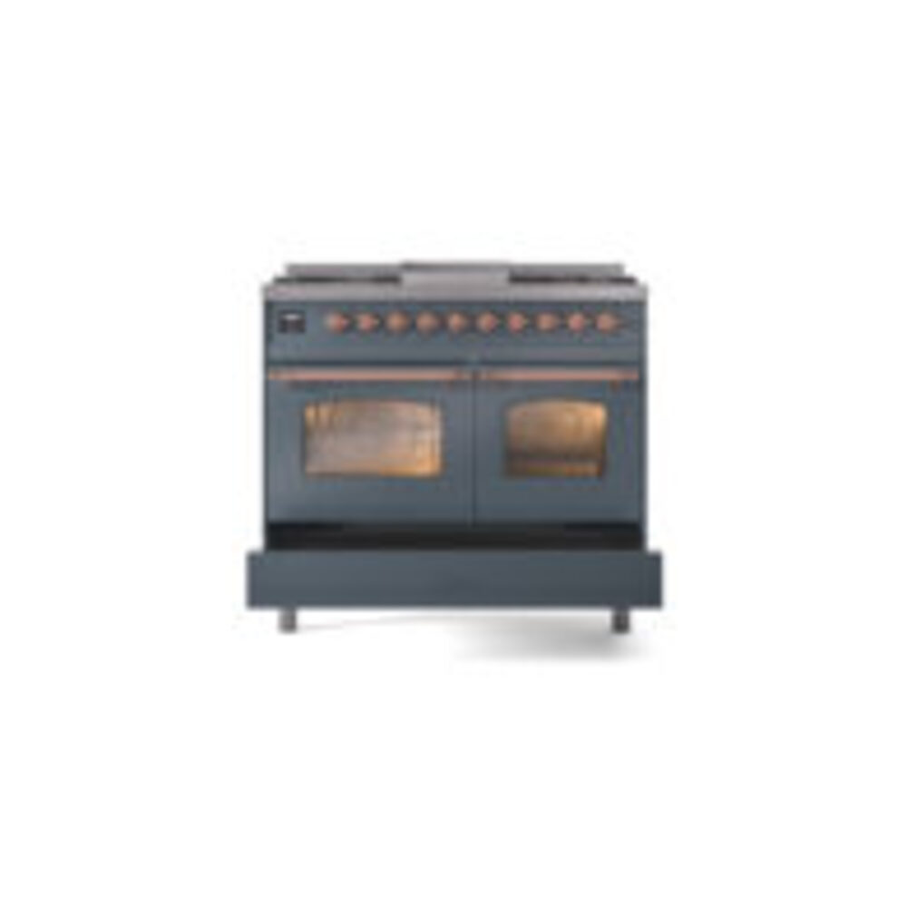 ILVE UPD40FNMPBGPLP Nostalgie II 40" Dual Fuel Range, drawer opened