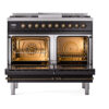 ILVE UPD40FNMPBKBLP Nostalgie II 40" Dual Fuel Range, oven doors opened