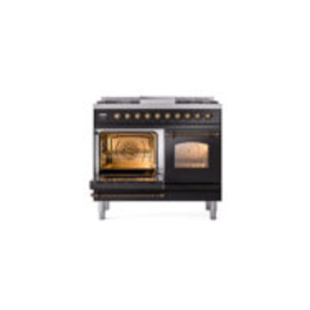 ILVE UPD40FNMPBKBLP Nostalgie II 40" Dual Fuel Range, main oven door opened
