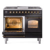ILVE UPD40FNMPBKBLP Nostalgie II 40" Dual Fuel Range, main oven door opened