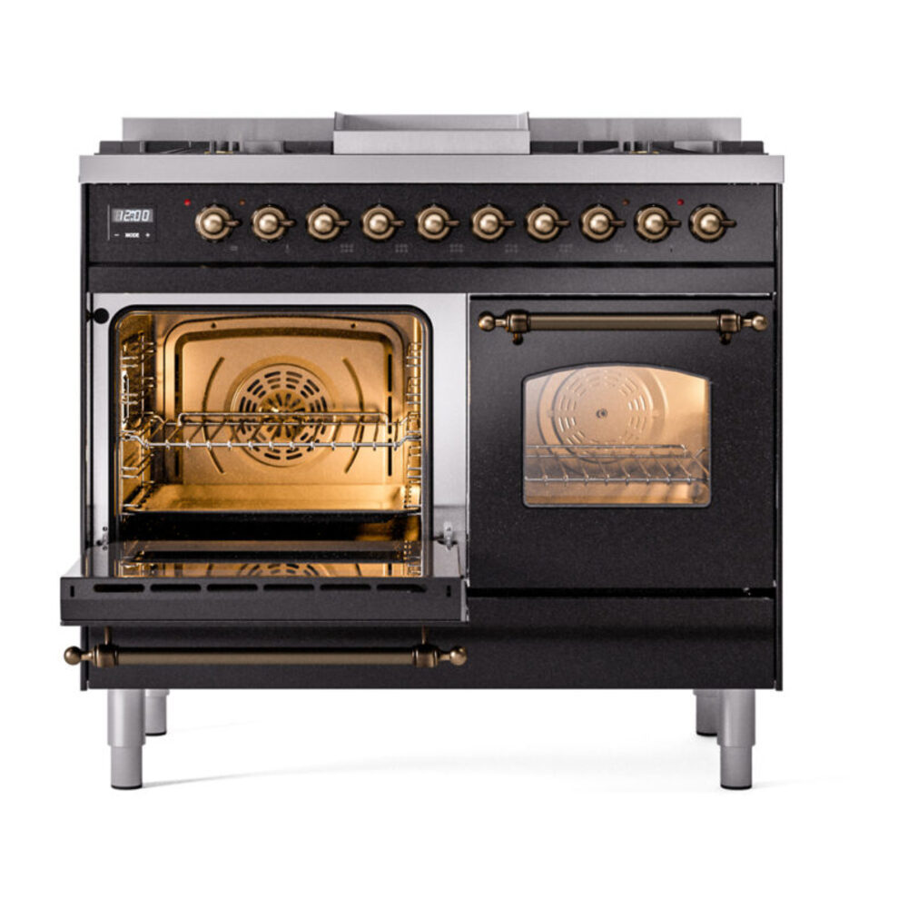 ILVE UPD40FNMPBKB Nostalgie II 40" Dual Fuel Range, main oven door opened