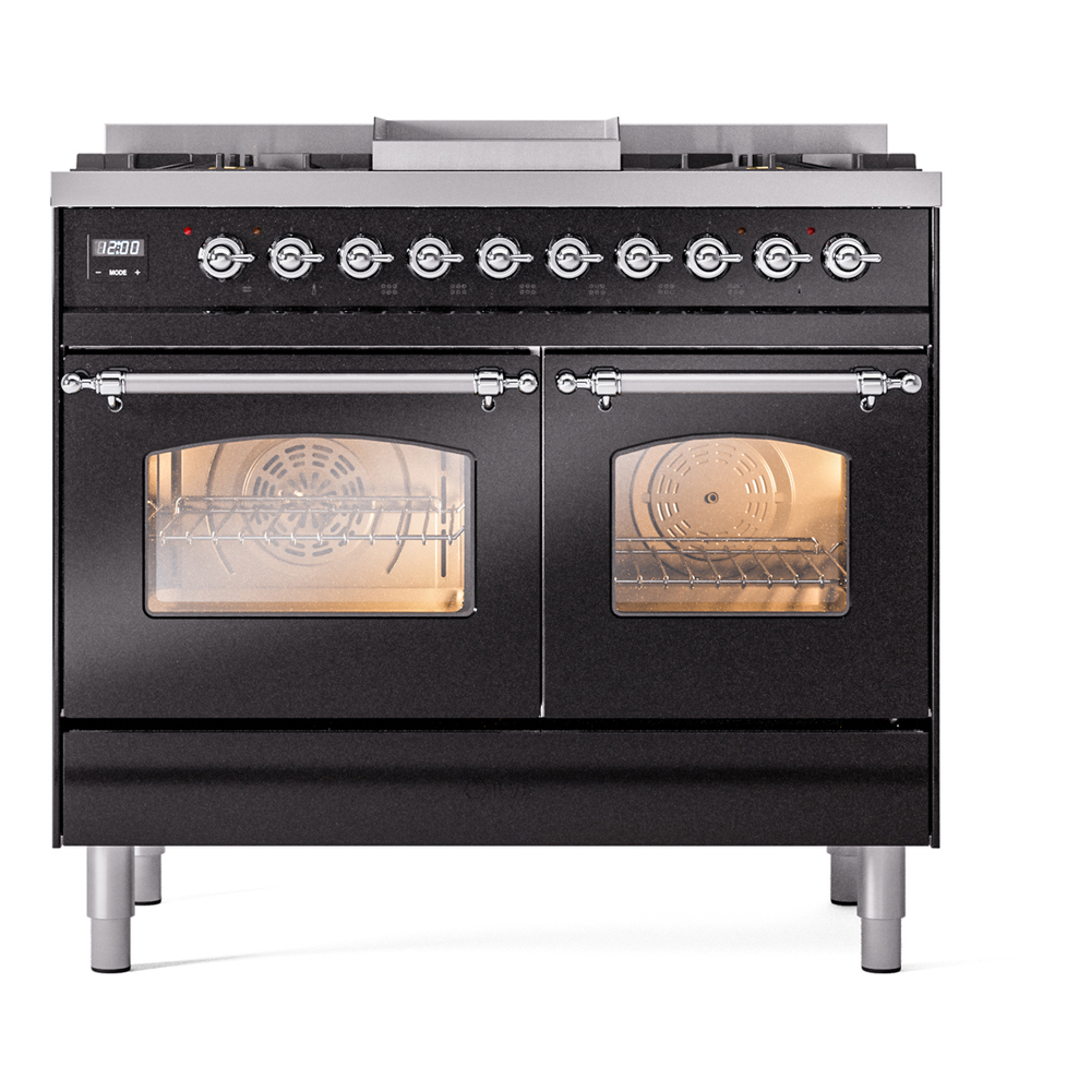ILVE UPD40FNMPBKCLP Nostalgie II 40" Dual Fuel Range, front view
