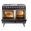 ILVE UPD40FNMPBKCLP Nostalgie II 40" Dual Fuel Range, oven doors opened