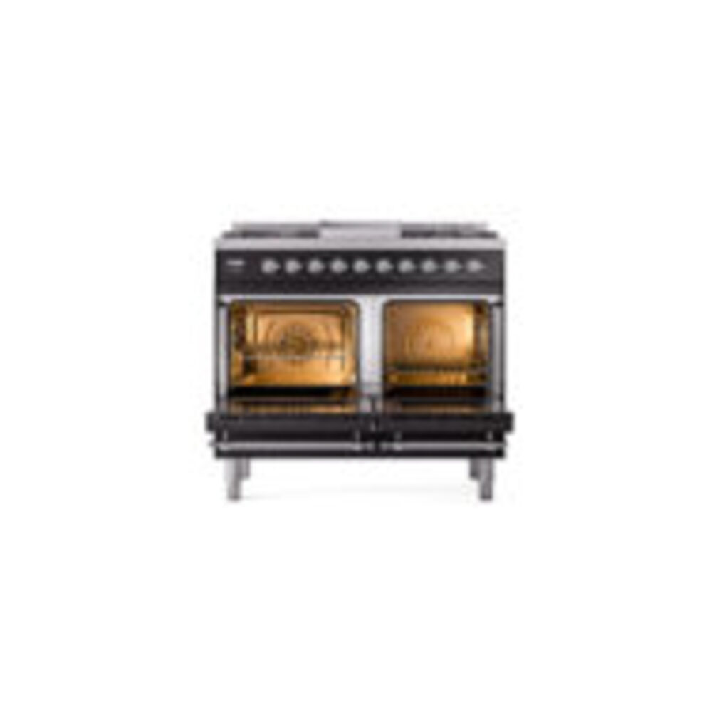 ILVE UPD40FNMPBKCLP Nostalgie II 40" Dual Fuel Range, oven doors opened