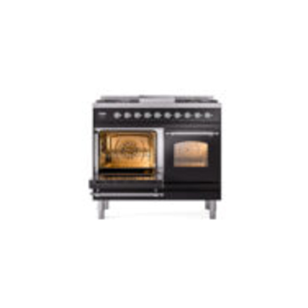 ILVE UPD40FNMPBKCLP Nostalgie II 40" Dual Fuel Range, main oven door opened