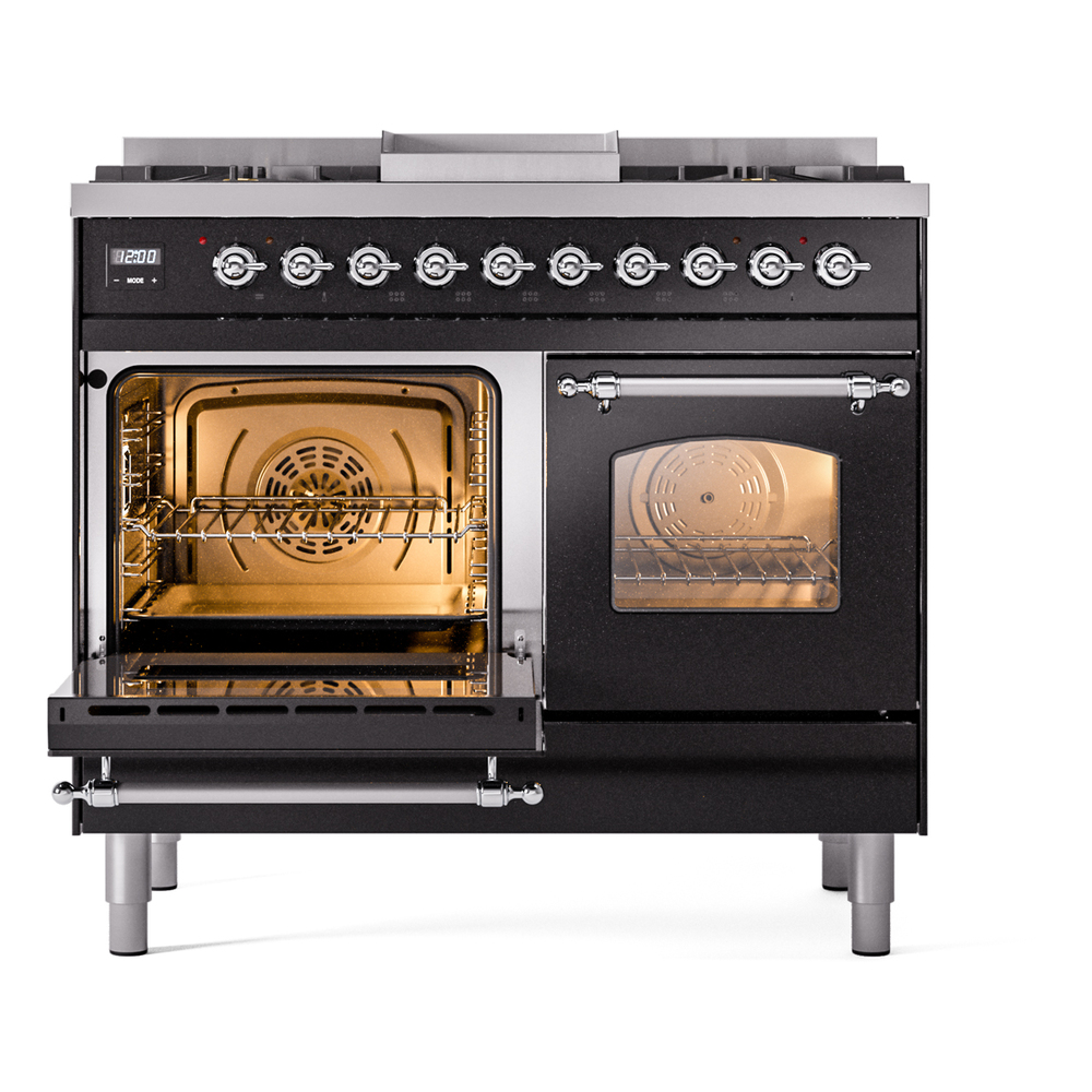 ILVE UPD40FNMPBKC Nostalgie II 40" Dual Fuel Range, main oven door opened