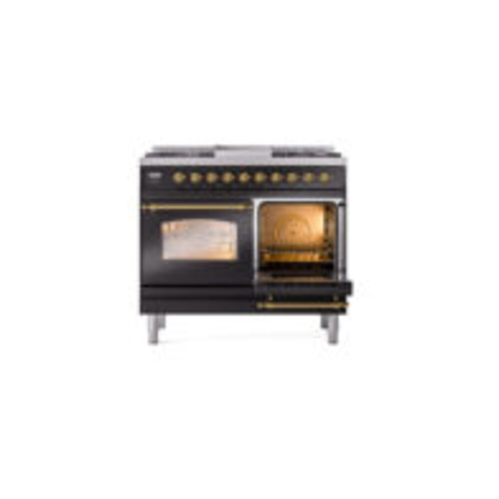 ILVE UPD40FNMPBKGLP Nostalgie II 40" Dual Fuel Range, side oven door opened