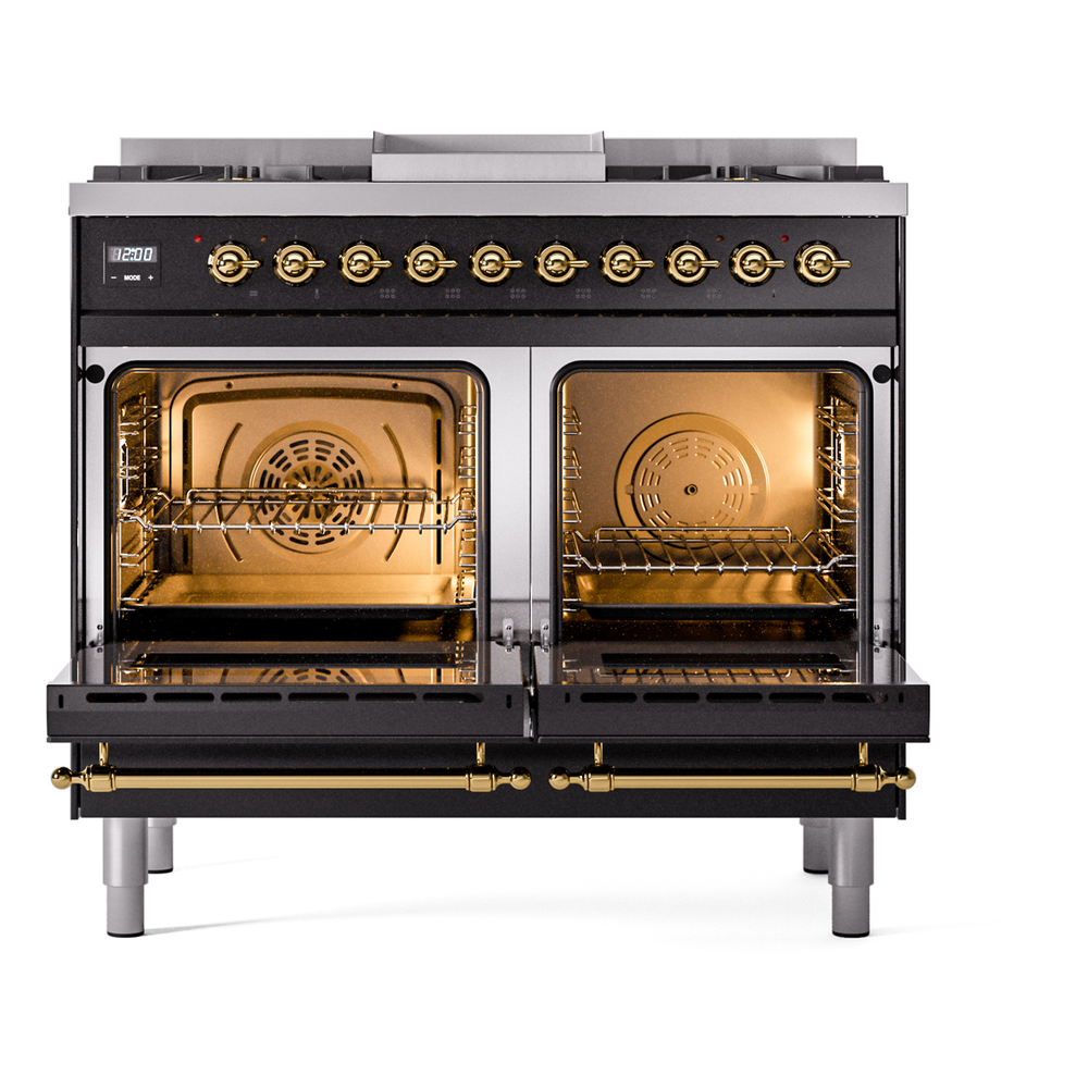ILVE UPD40FNMPBKG Nostalgie II 40" Dual Fuel Range, oven doors opened