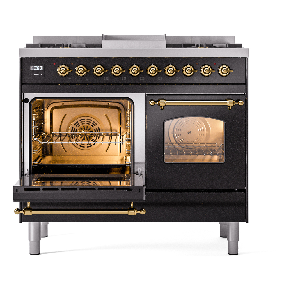 ILVE UPD40FNMPBKG Nostalgie II 40" Dual Fuel Range, main oven door opened