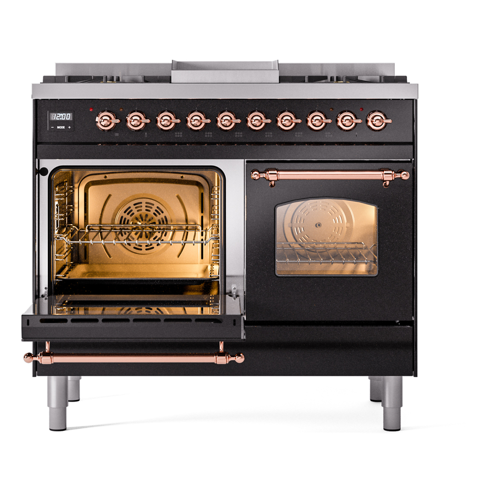 ILVE UPD40FNMPBKPLP Nostalgie II 40" Dual Fuel Range, main oven door opened